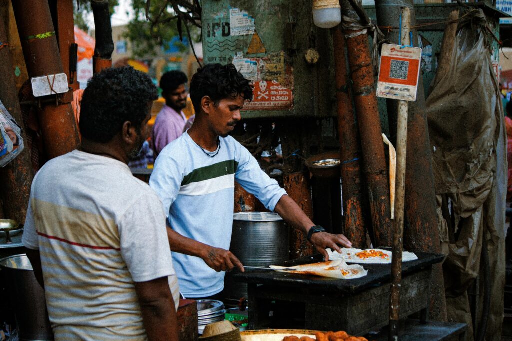morning street food in Vijayawada breakfast stall