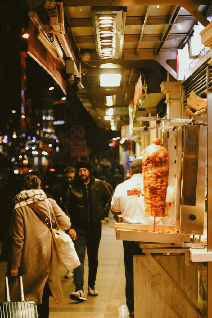 customers search non veg food at  roadside stalls
