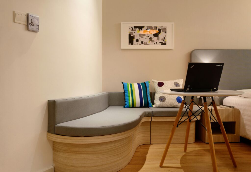 Single room PG in Hyderabad Kukatpally with bed, study table, and storage space